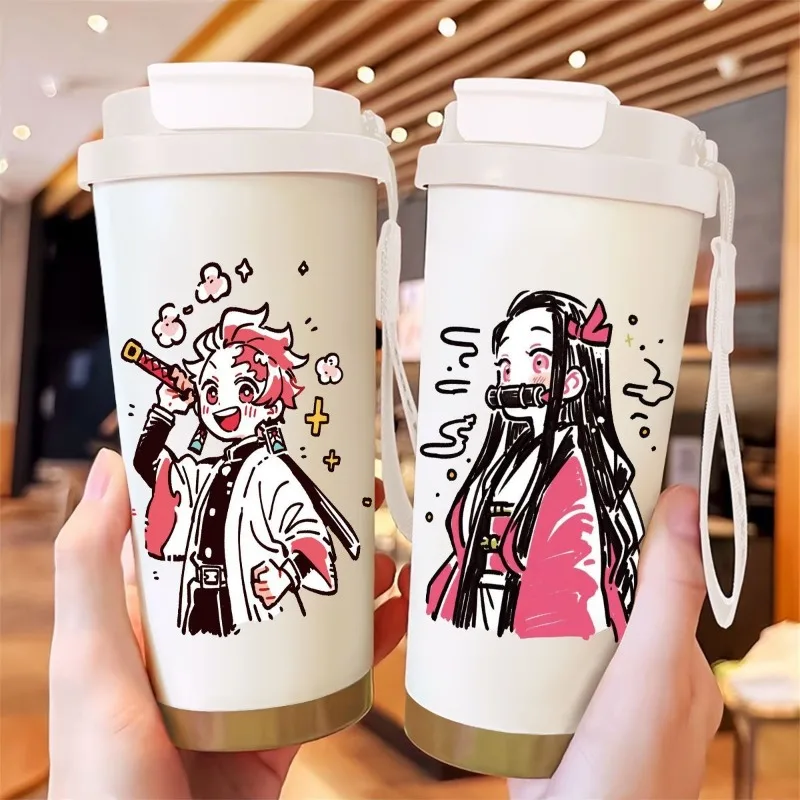 

Demon Slayer: Kimetsu no Yaiba Tanji Ryoya's children's stainless steel straw insulated cup Summer double-drink coffee cup gift
