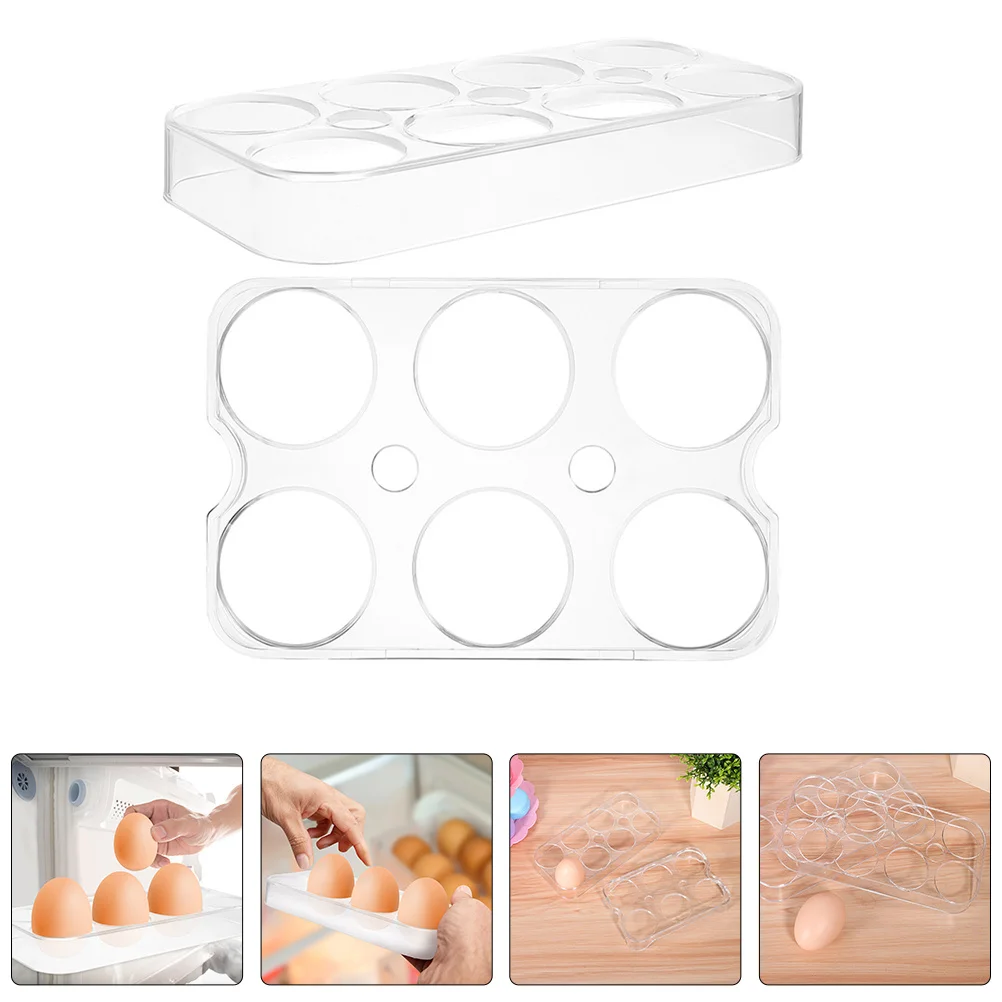 

2Pcs Refrigerator Egg Trays 6 8 Slot Clear Egg Organizer Bins for Fridge Door Eggs Storage Holder Kitchen Pantry Organizer