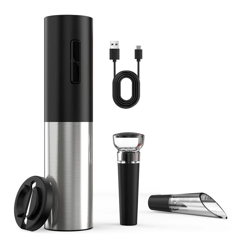 

Electric Wine Opener Rechargeable Cordless Wine Bottle Corkscrew Opener With Foil Cutter