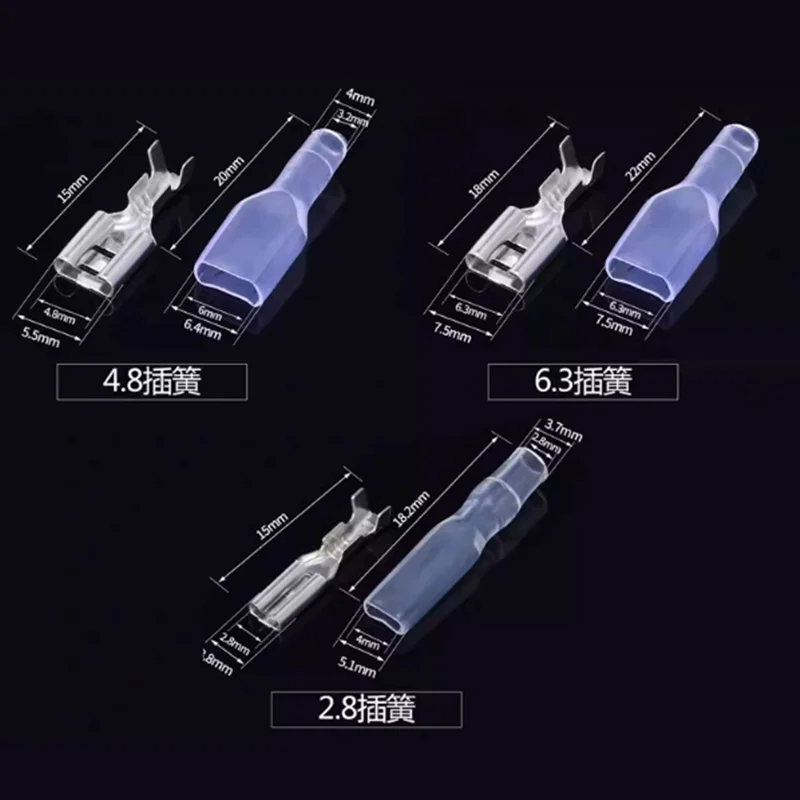 

50sets 2.8 mm with transparent sheath inserted spring 2.8mm Female connector terminal Faston with insulator for wire