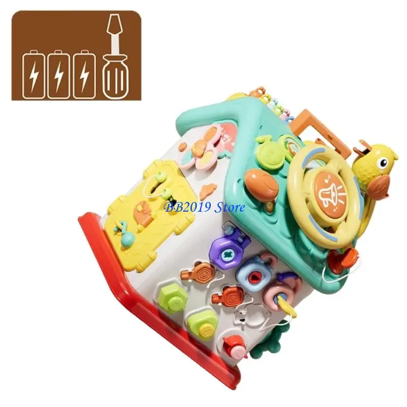 Q0KB Tragbares Lernspielzeug, 6-seitiges beschäftigtes Haus, einfache mehrere Spiele, Heim- und Reisegebrauch,