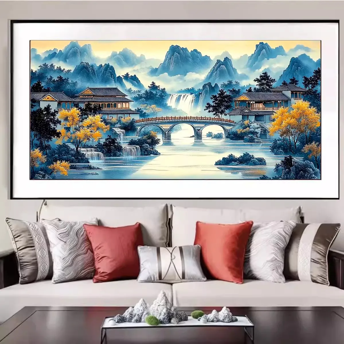 

Наборы для вышивания крестиком с готовым рисунком (9CT, 11CT) «Пейзажная живопись» с нитками и иглами