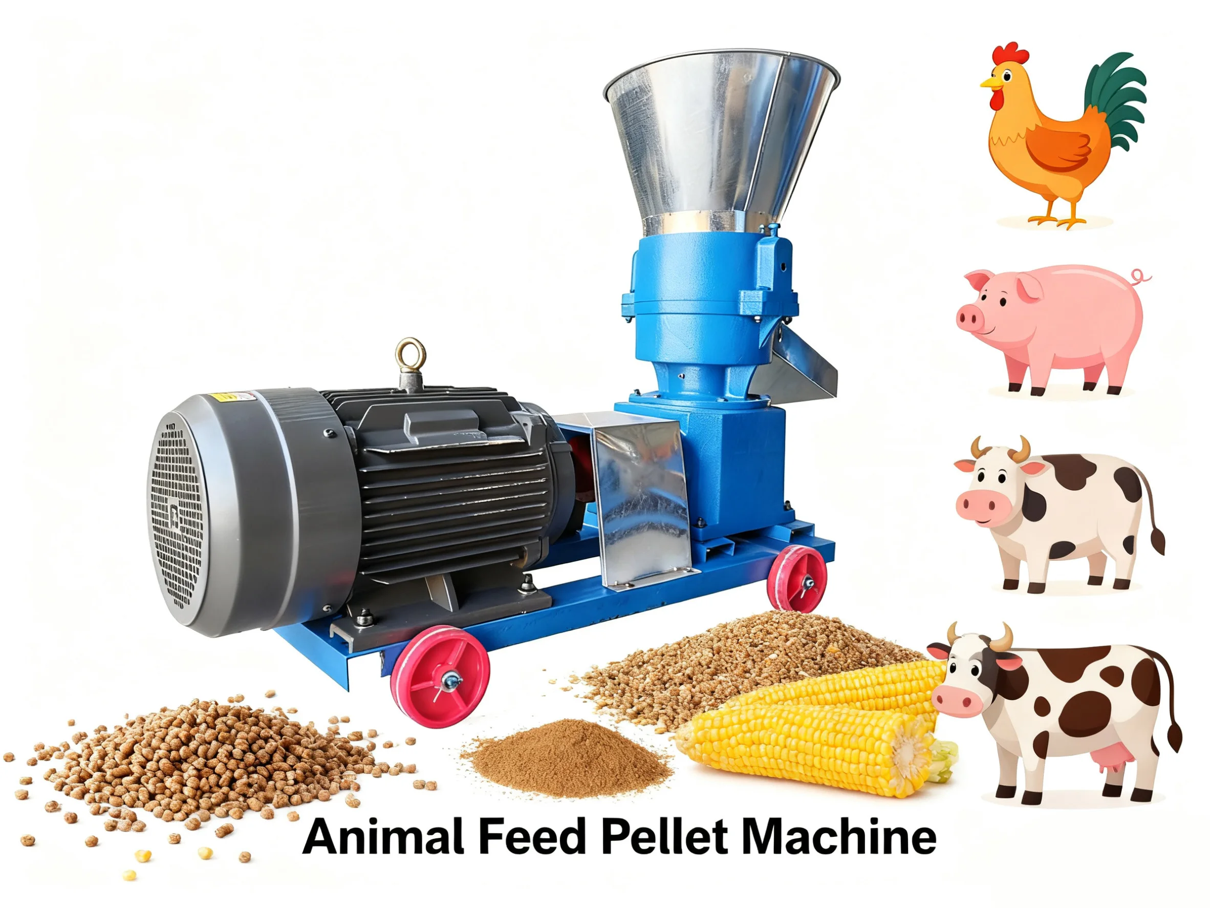 Mesin Pelet Flat Die Portabel dengan Motor Listrik Sempurna untuk Produksi Pelet di Bengkel Kecil, Pertanian, dan Rumah Pertanian