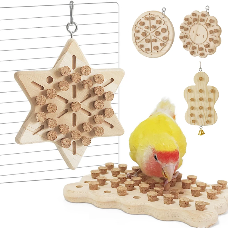 Wooden Parrot Chewing Toy Educational Bird Playing Toys Hanging pet toys Hunt Game for Birds Accessories