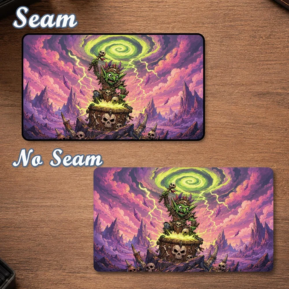 TCG Playmat Wild Fantasy Goblin Shaman Magic Vortex Lightning Storm Skull Totem Jagged Mountain Scenery Non‑Slip Large Desk Mat