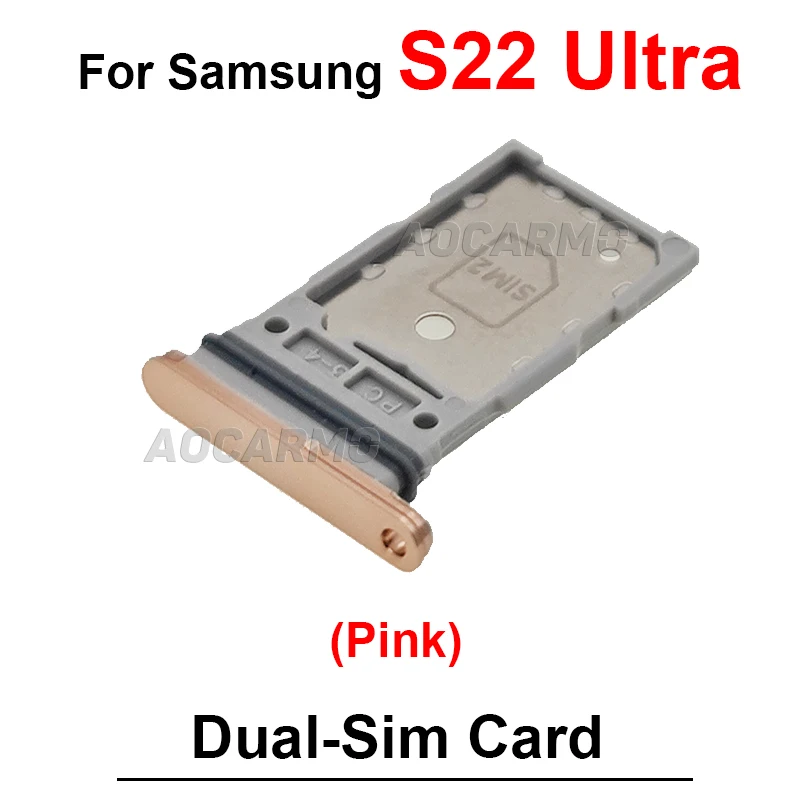 Black White Pink Red Single And Dual Sim Card For Samsung Galaxy S22 Ultra Sim Tray Holder Socket Slot Repair Replacement Parts