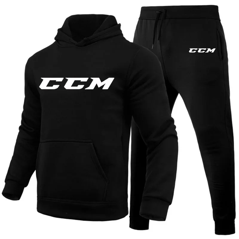 

Men CCM Tracksuit Casual 2 Pieces Sets Sweatshirt Hooded+Sweatpants CCM Print Sportswear Mens Clothes Jogger Sport Suit