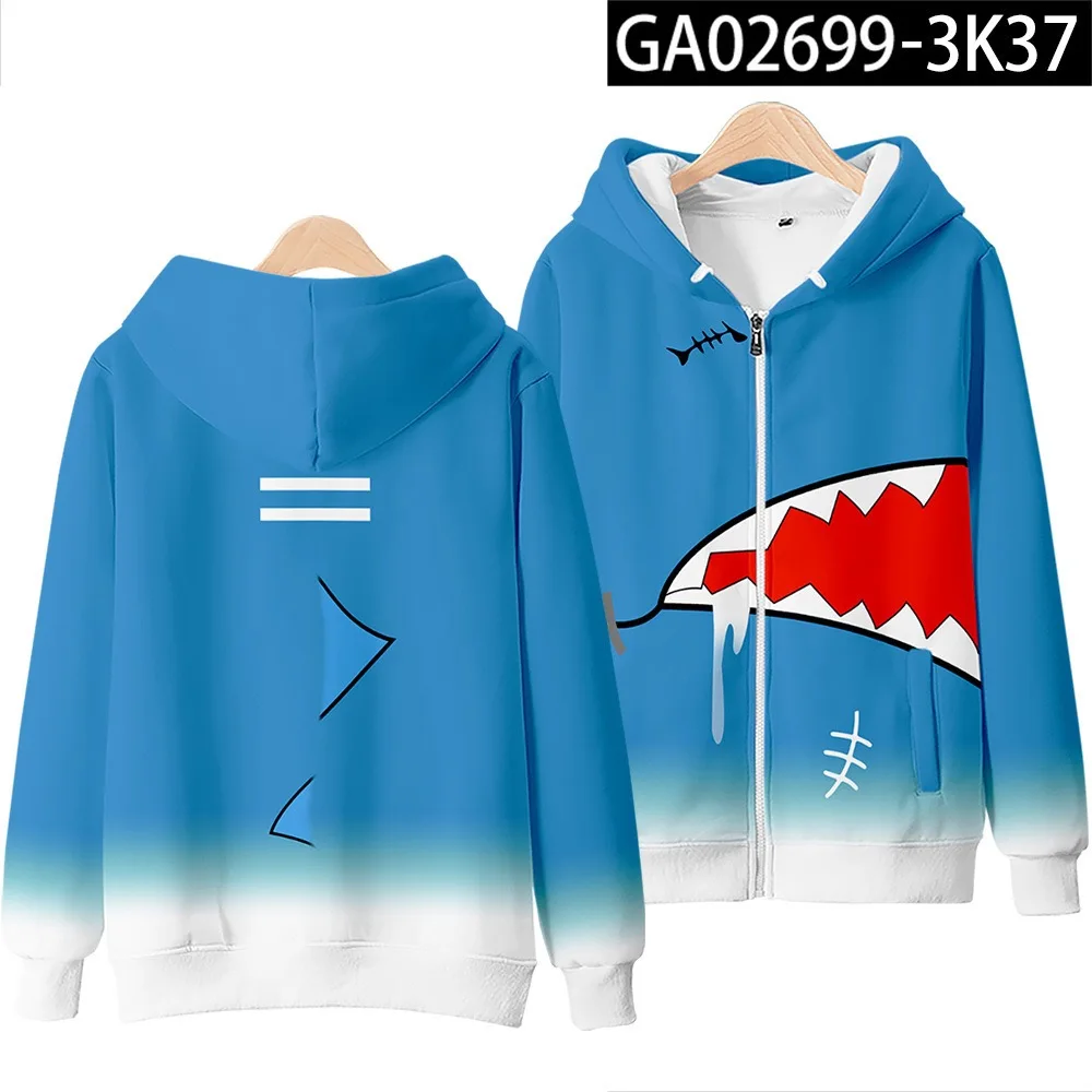 Hololive English VTuber Gawr Gura Cosplay Hoodie 3D Printed Sweatshirt Men Women Casual Ookami Mio Pullover Zip Up Jacket Coat