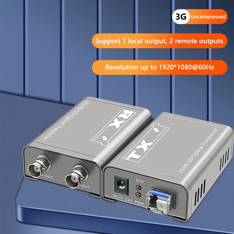 Estensore 3G SDI con loopout su fibra monomodale fino a 20 km SDI 1080P non compresso al ricetrasmettitore in fibra ottica