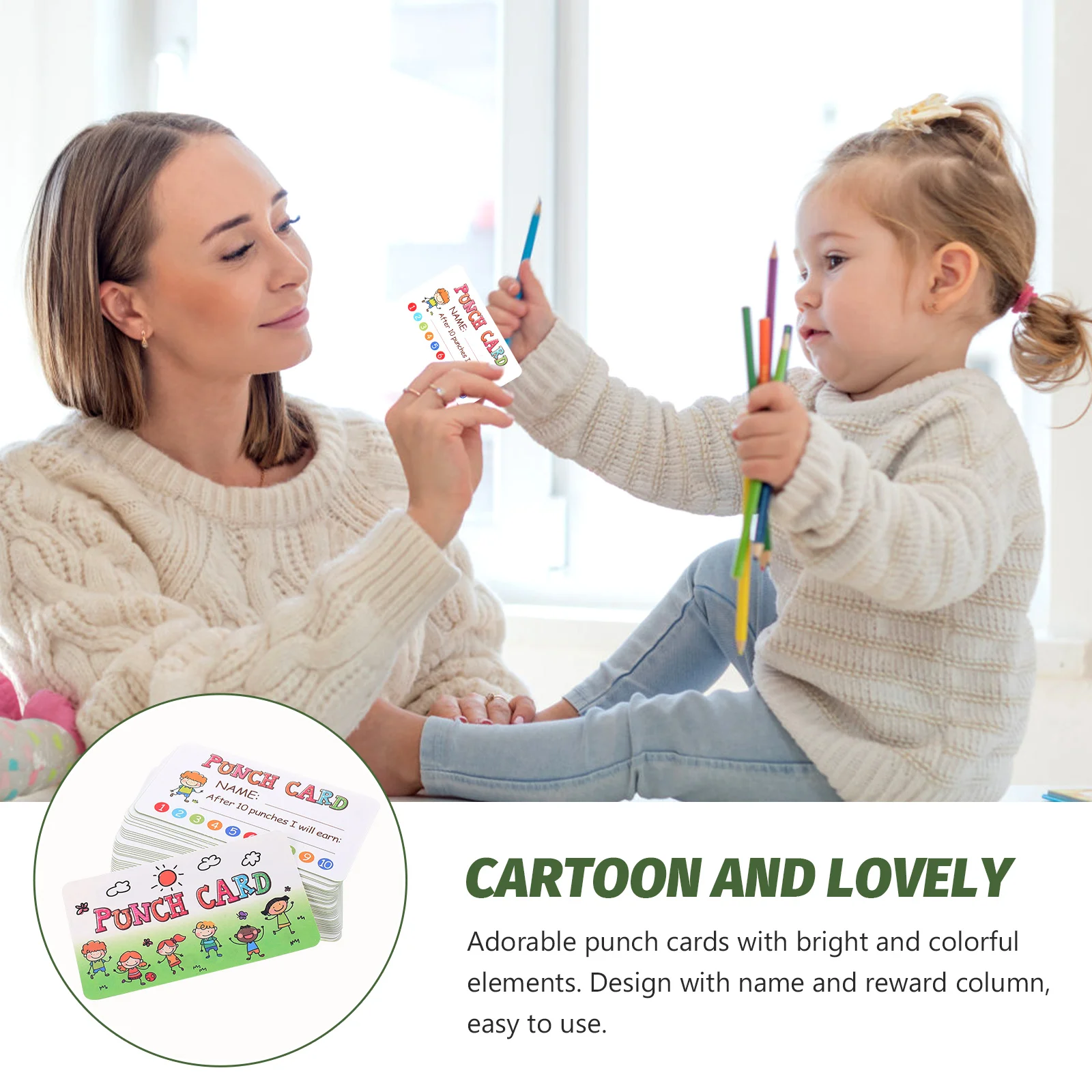 

150pcs Reward Punch Cards for Kids Encouragement System Paper Classroom Children Bright Color Motivational Teaching Tool