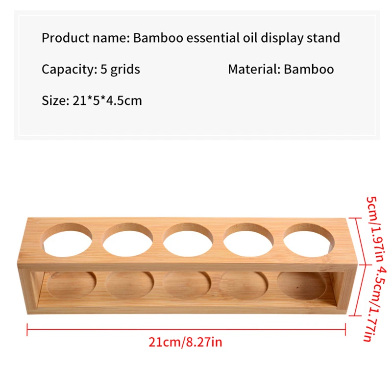 1 PC Essentiële Olie Bamboe Display Stand 5 Gat Essentiële Olie Opbergrek Glad Voor Essentiële Oliën Parfumflesje houder