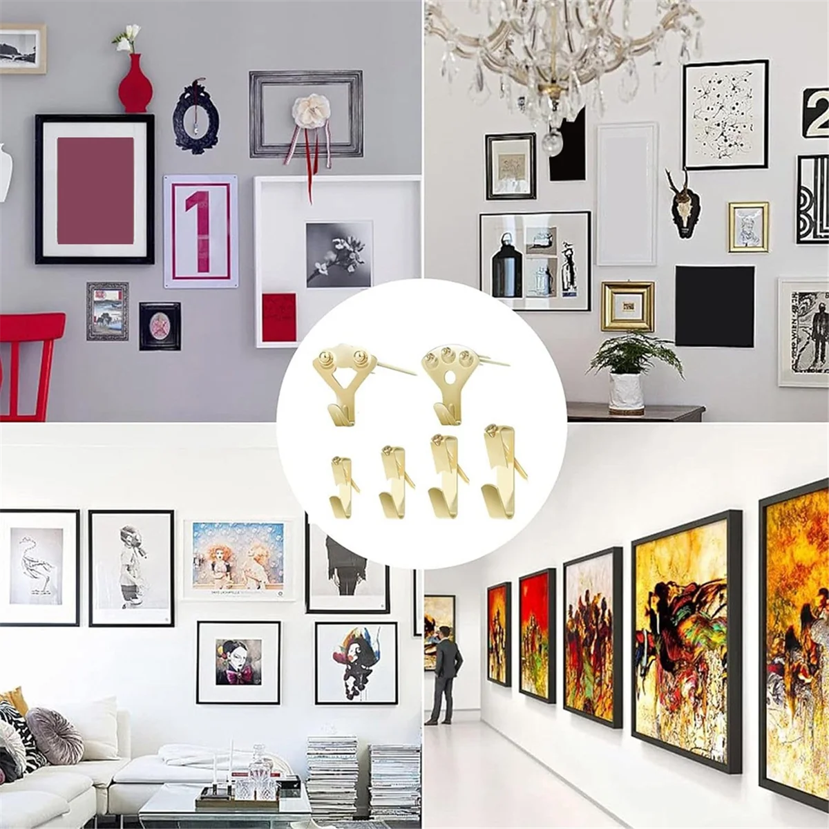 

372 шт. крючки для картин для твердых стен, набор для подвешивания картин для крепления фоторамки, набор вешалок для картин с крючками, зубчатые зубы