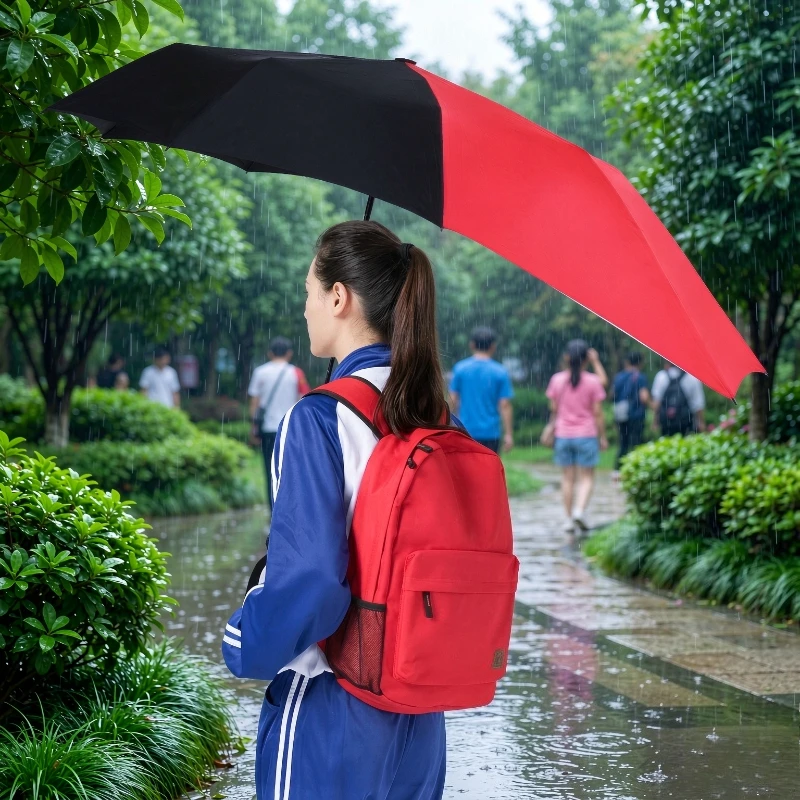 9-Rib Eccentric Backpack Umbrella Extra Long Canopy Water Repellent One Button Open Close for Electric Bike Outdoor Use 우산