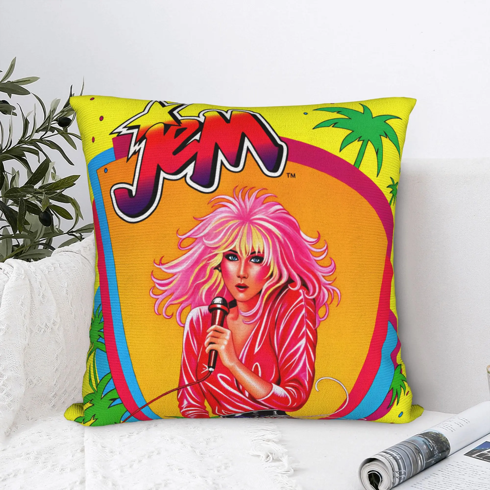 Jem And The Holograms Movie Pillow Case  Retro Trendy Pillow Cover Square Pillowcases For Living Room Sofa