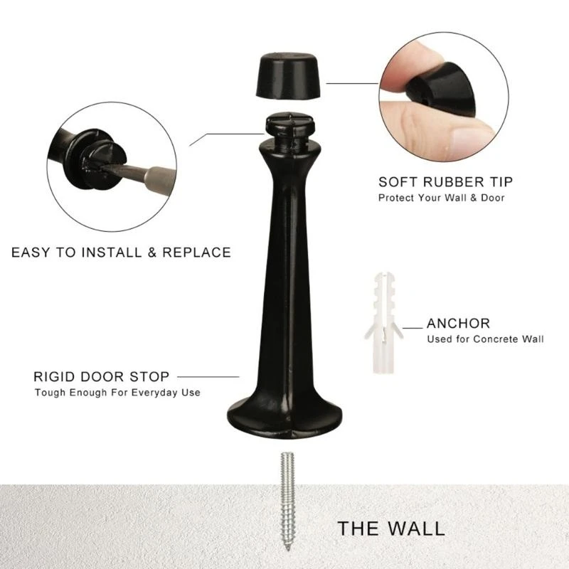 

Zinc Alloy Door Stoppers Wall Mounted Door Stop Protectors with Rubber Buffer Wall Protectors Door Hardware Enduring