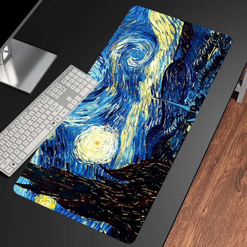 Van Gogh Oil Painting The Starry Night Mouse Pad Gaming Laptops Keyboard Mat Deskmat Pc Accessories Desk Protector HD carpet xxl