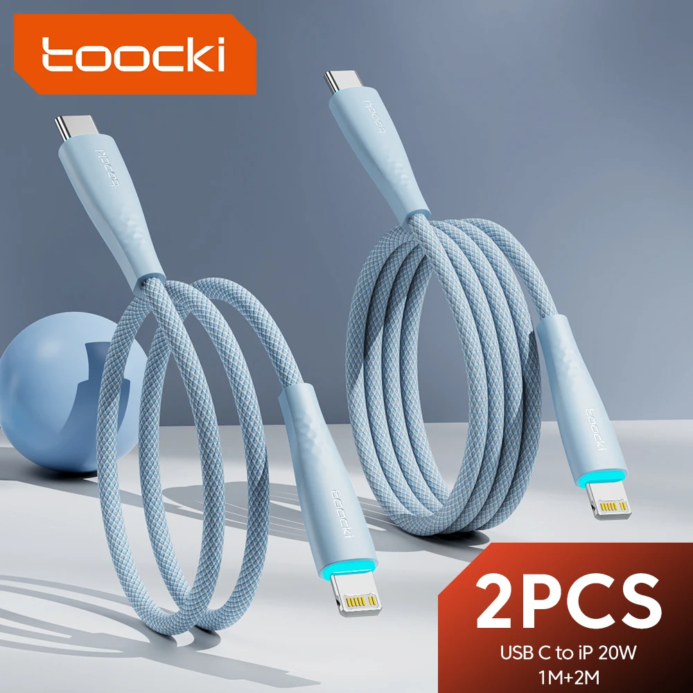 Toocki 2pcs USB C to Lightning Cable PD 20W For iPhone 14 13 12 11 pro max X XR 8 Wire Fast Charging Type C to lightning 1m 2m