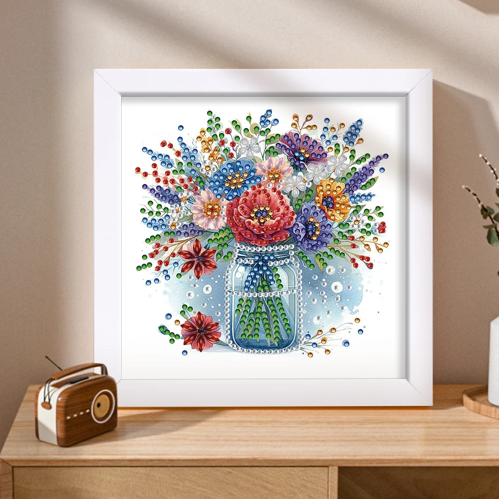 

18x18cm Flower 5D DIY Special Shape Crystal Partial Diamond Painting Kit w Frame (A)