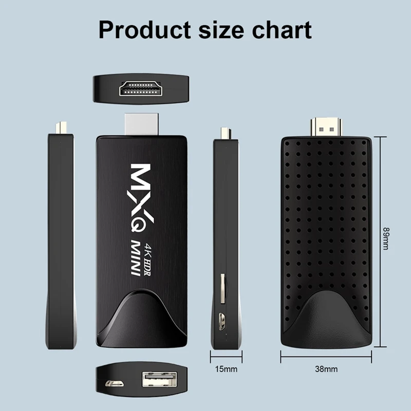 Mini Smart TV Stick, Media Player Set, Suporte Android, 4K HD, Play Store, 2.4G WiFi, H.265