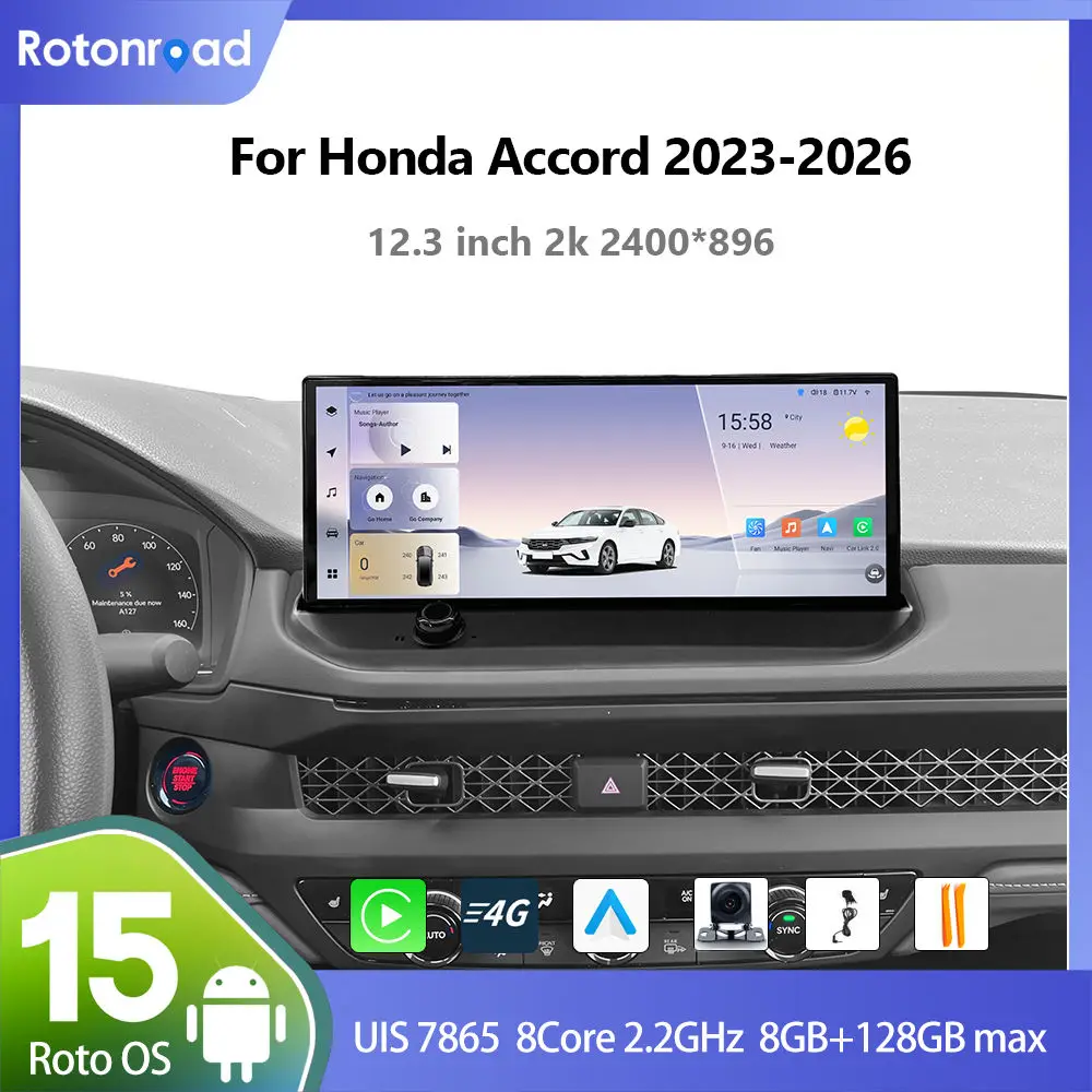 Roto For Honda Inspire Accord 2023-2026 Android 15  2K Carplay Android auto Navigation Multimedia Player GPS  Android auto QLED