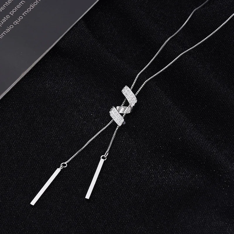 

Новое длинное ожерелье из стерлингового серебра 925 пробы, простой индивидуальный свитер, пальто, женское колье, подарок на день рождения, изысканные ювелирные изделия