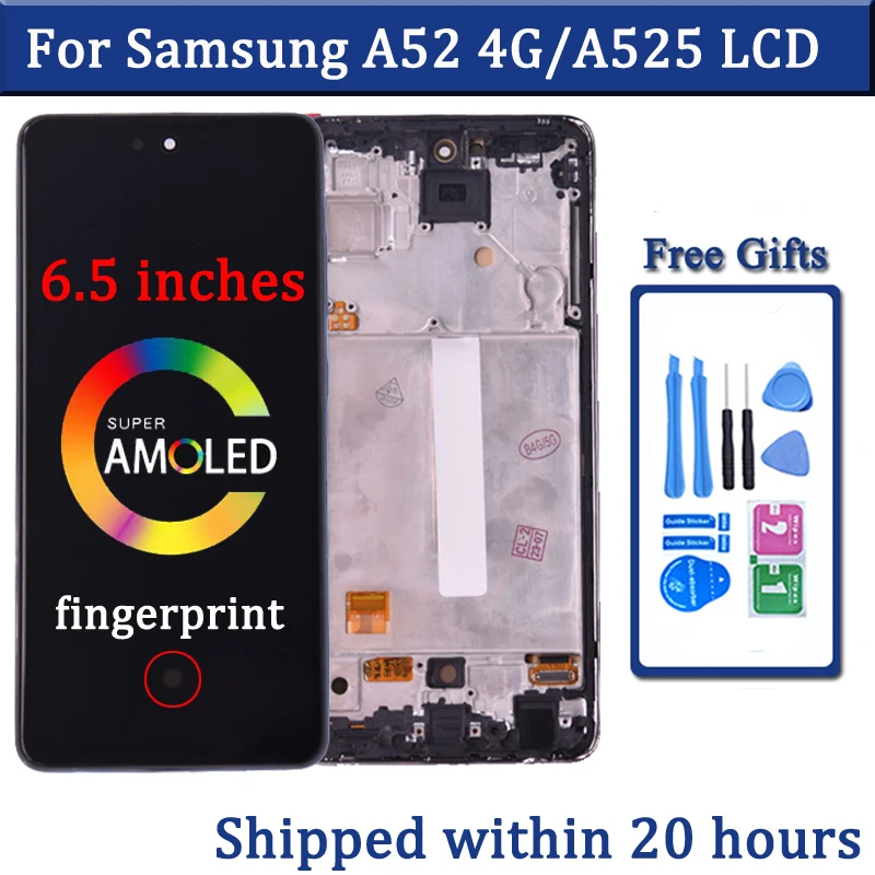 

6.5'' SUPER AMOLED Display For Samsung A52 4G A525 A525M A525F/DS LCD Touch Screen Digitizer With Frame Repair Parts