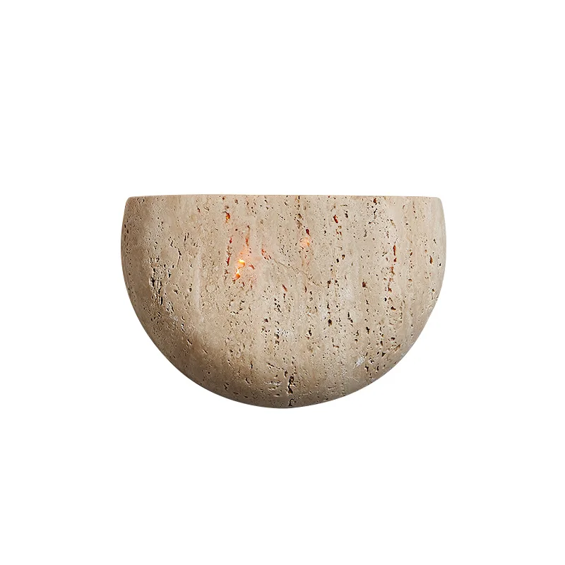 

Japanese-style wabi-sabi wind, creative living room bedside aisle, entrance medieval French style, retro yellow travertine wall