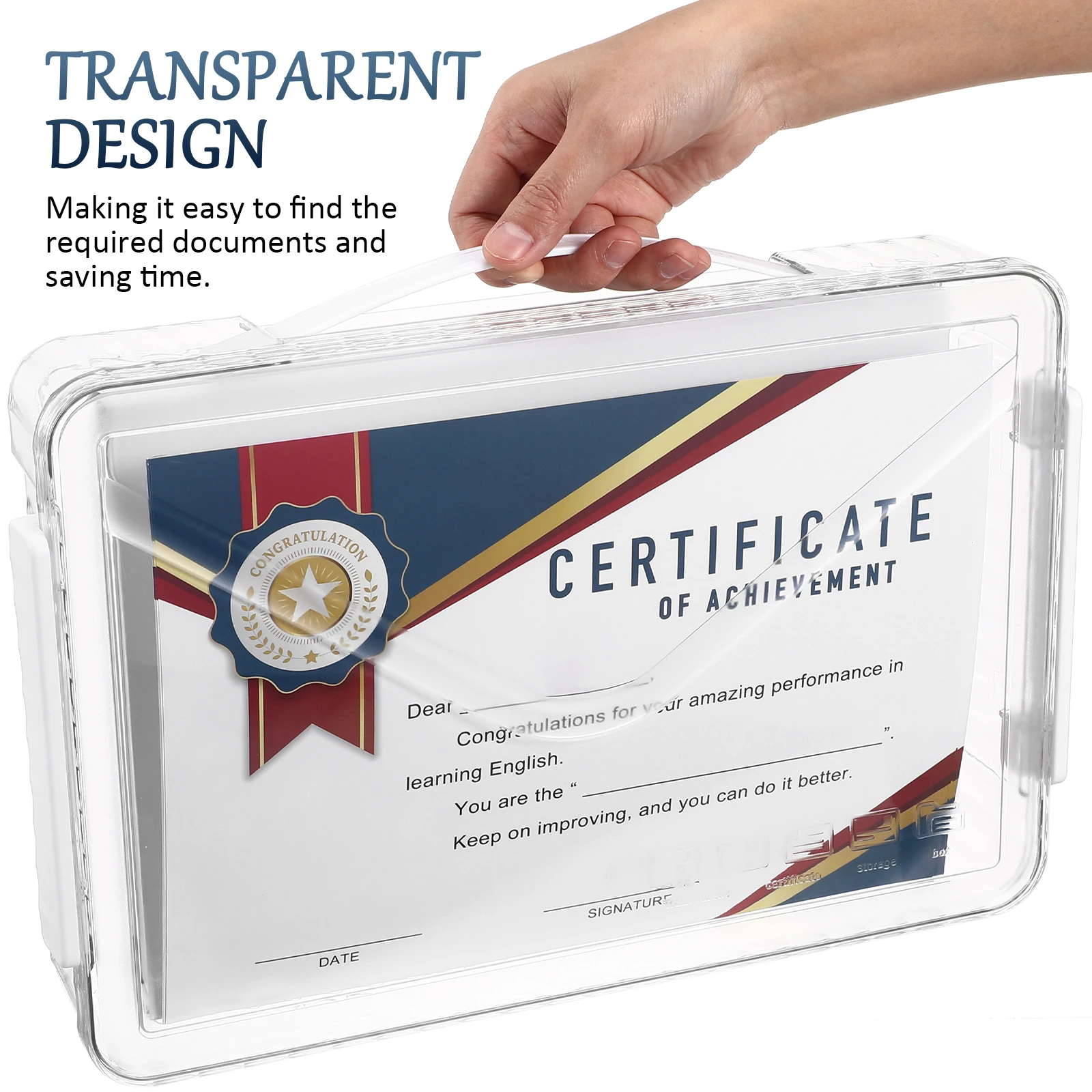 

Transparent File Plastic Document Storage Box Sturdy Moisture Resistant Clear Organizer Portable Certificate Holder Magazine