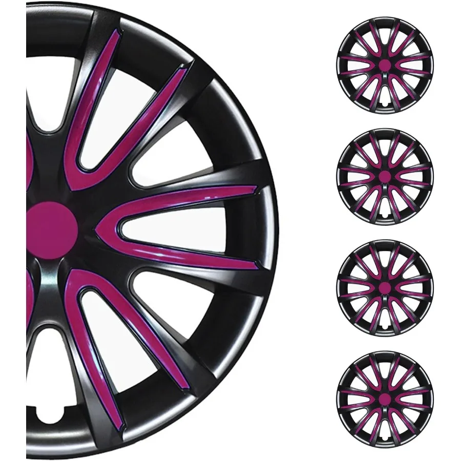 

Черные с фиолетовыми колпаками втулки 16-дюймовый набор из 4 TPS para Rines 16 колес премиум-класса 16-дюймовые крышки обода R16 Набор защелок на прочный