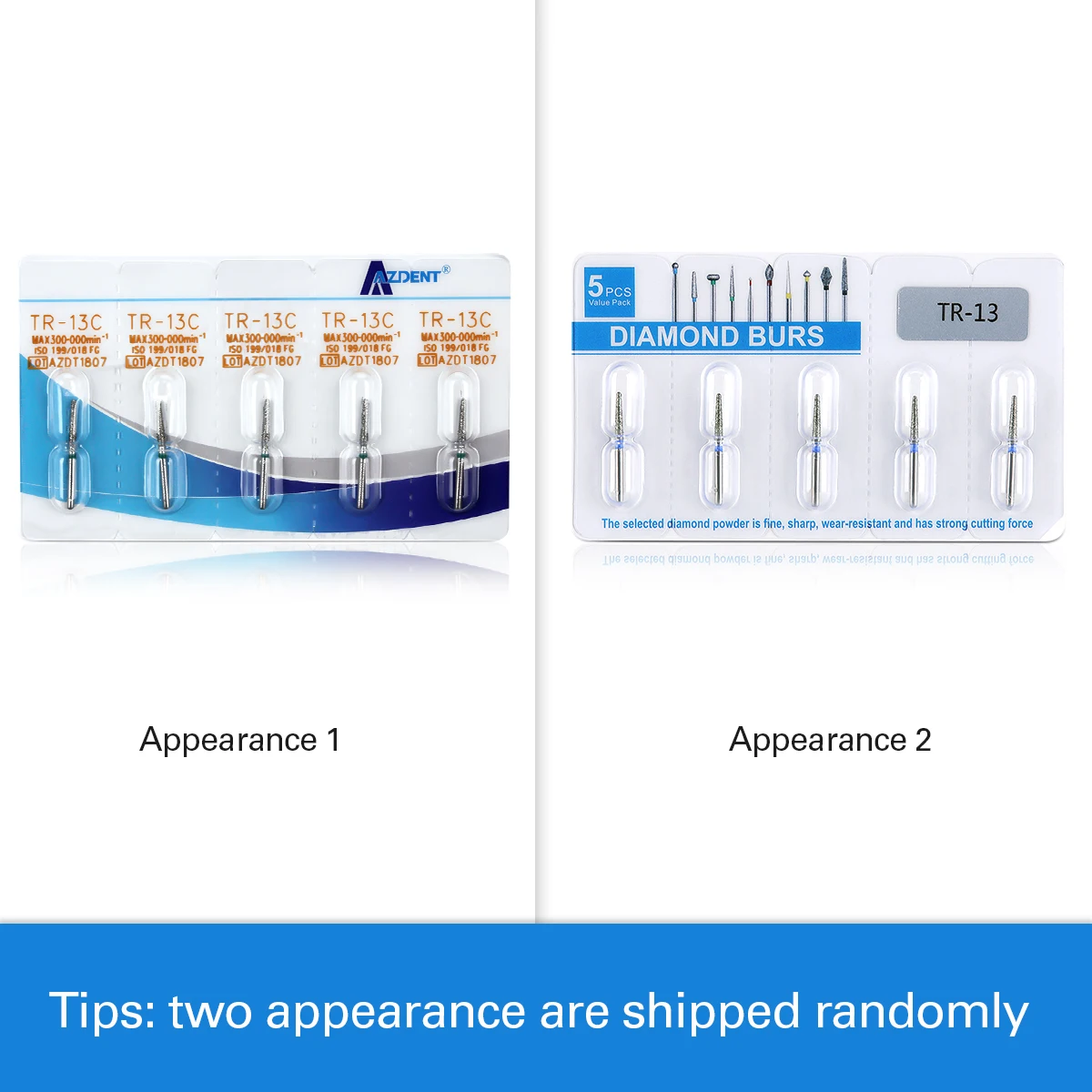 AZDENT-fresas de diamante Dental, herramienta de Odontología de alta velocidad, serie FG, diámetro de 1,6mm, 5 unids/lote por paquete