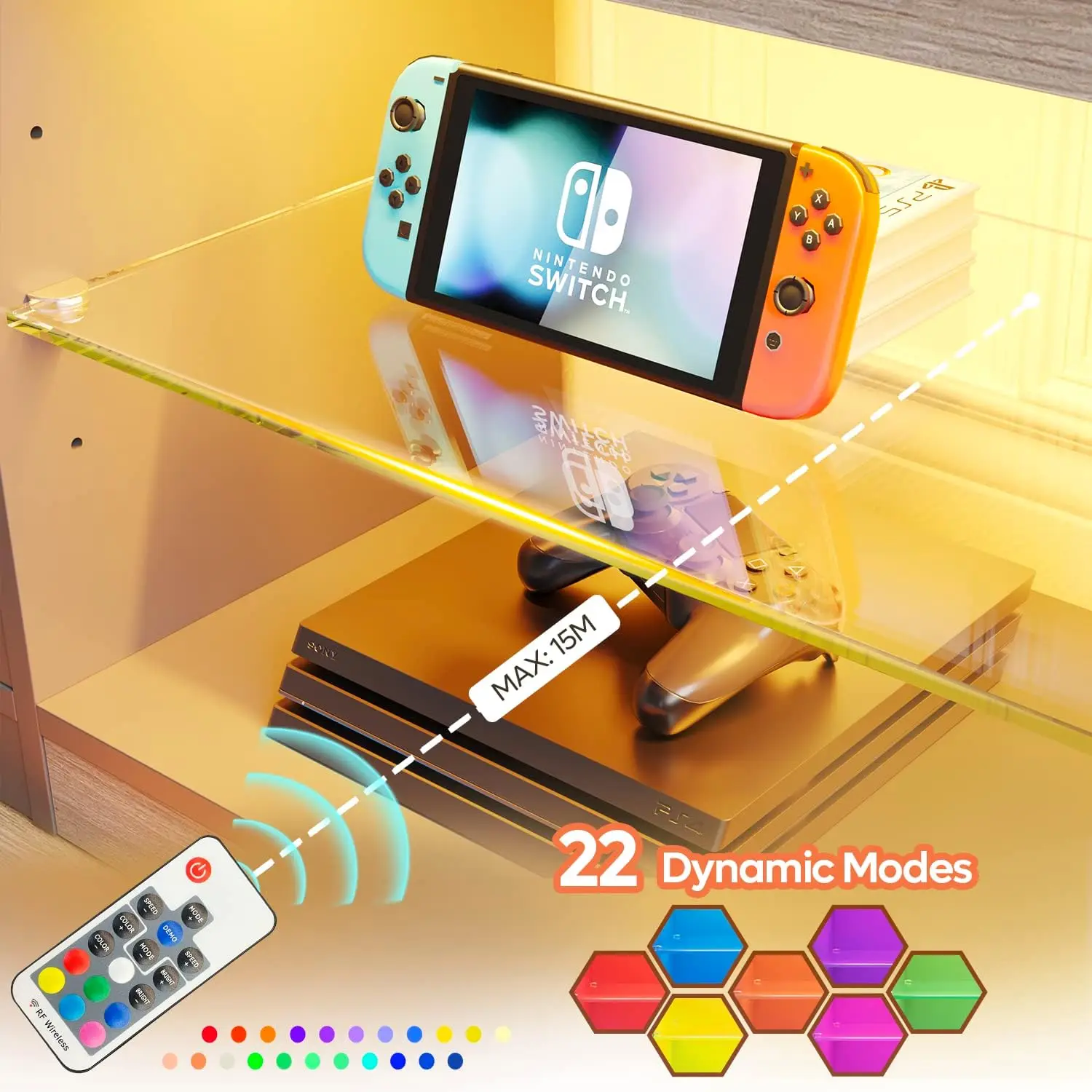70 Inch Led TV Stand for 75 Inch TV Large Entertainment Center Gaming with Adjustable Glass Shelves Two Cabinets Modern image 2