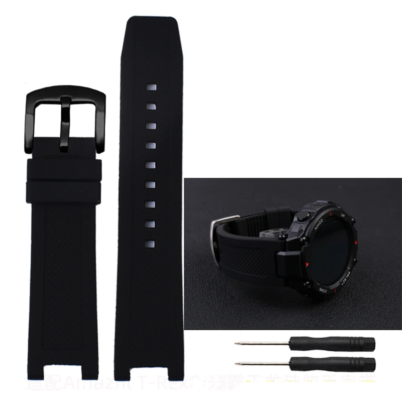 Silicone Rubber Watch Band For Amazfit T-Rex Huami Tyrannosaurus Rex Outdoor Sports Strap 24mm Notch Special Interface Bracelet