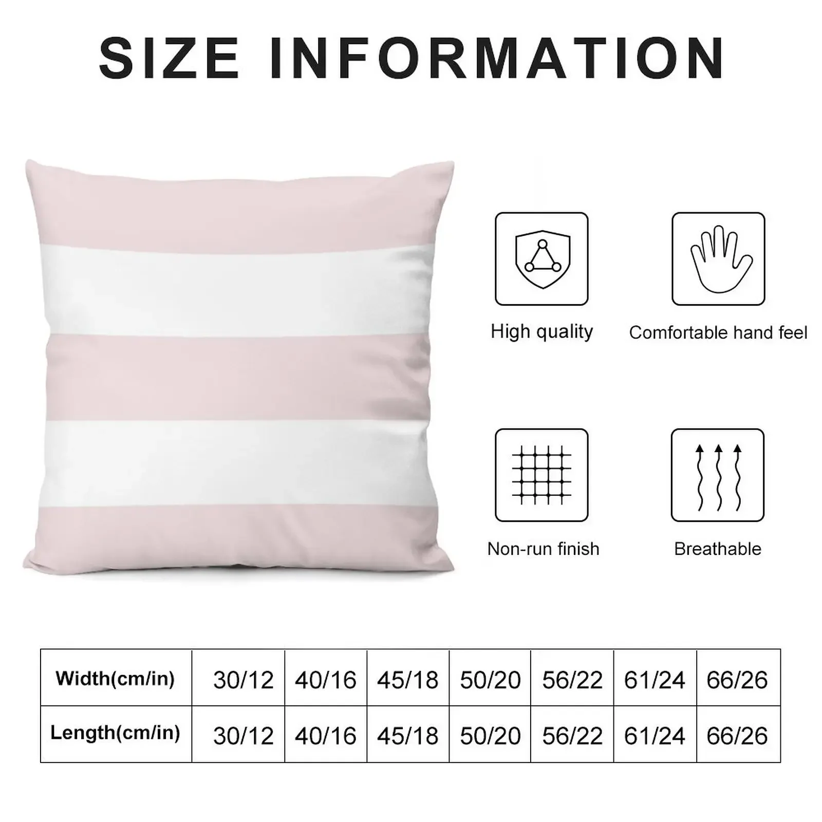 Large PALE PINK and WHITE Horizontal STRIPES Throw Pillow Plaid Sofa Cushions pillow