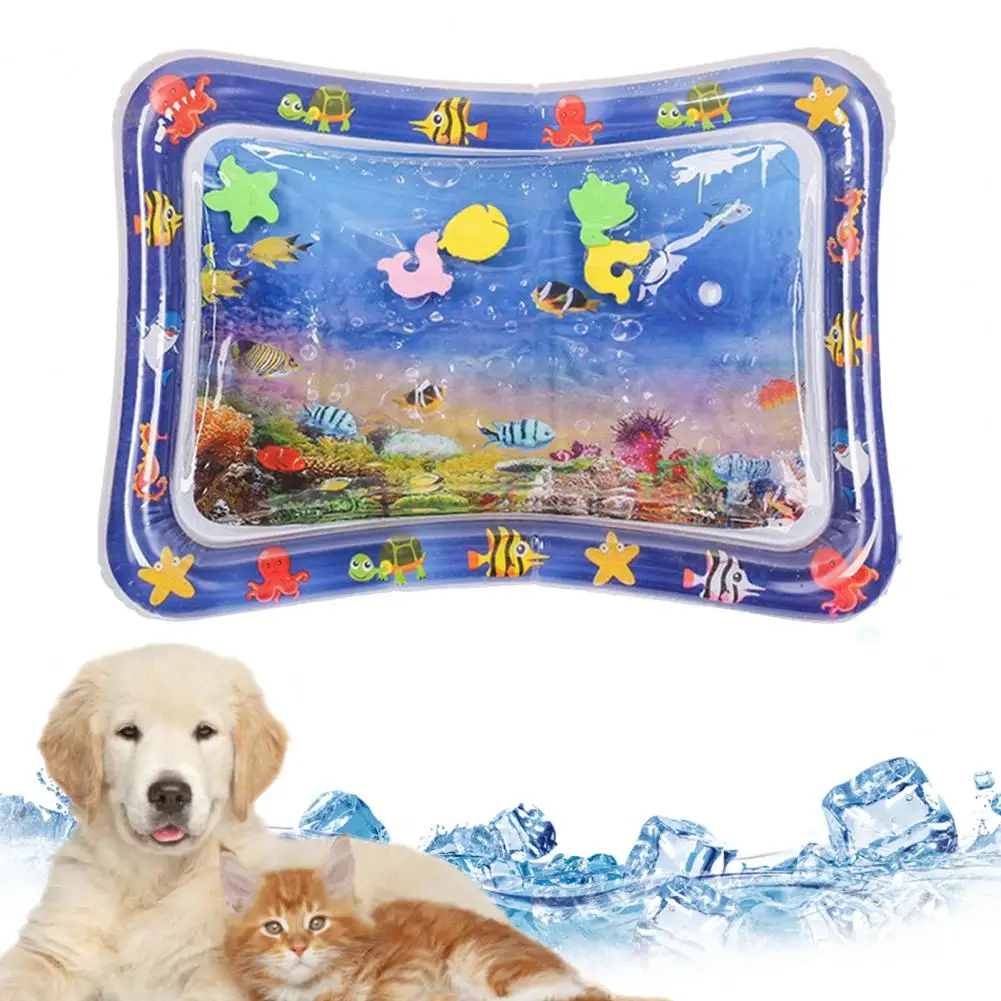 Dog Mats Water Sensor Playmat Thickened Cooling Puppy Pad Interactive Water Sensory Cats Mat Multi-Functional Children Pets Mat