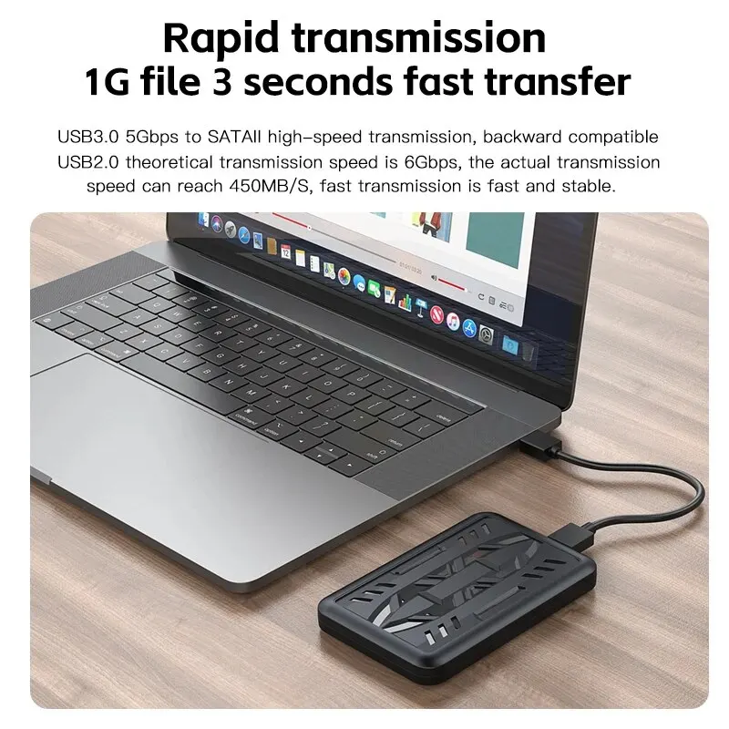 USB 3.0/ 3.1 Type C 2.5 Inch 6TB Hard Drive Case Tool Free External Hard Disk Enclosure Solid State SSD For Laptop PC