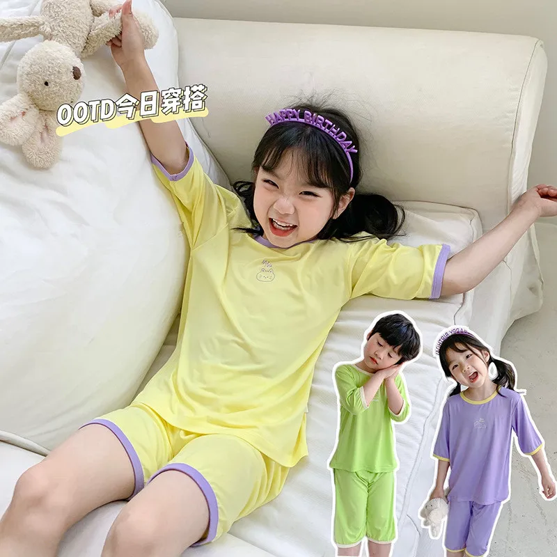 New Summer Modal Comfortable Sweat Absorption 1 to 8 Years Old Boys and Girls Home Pajamas Set