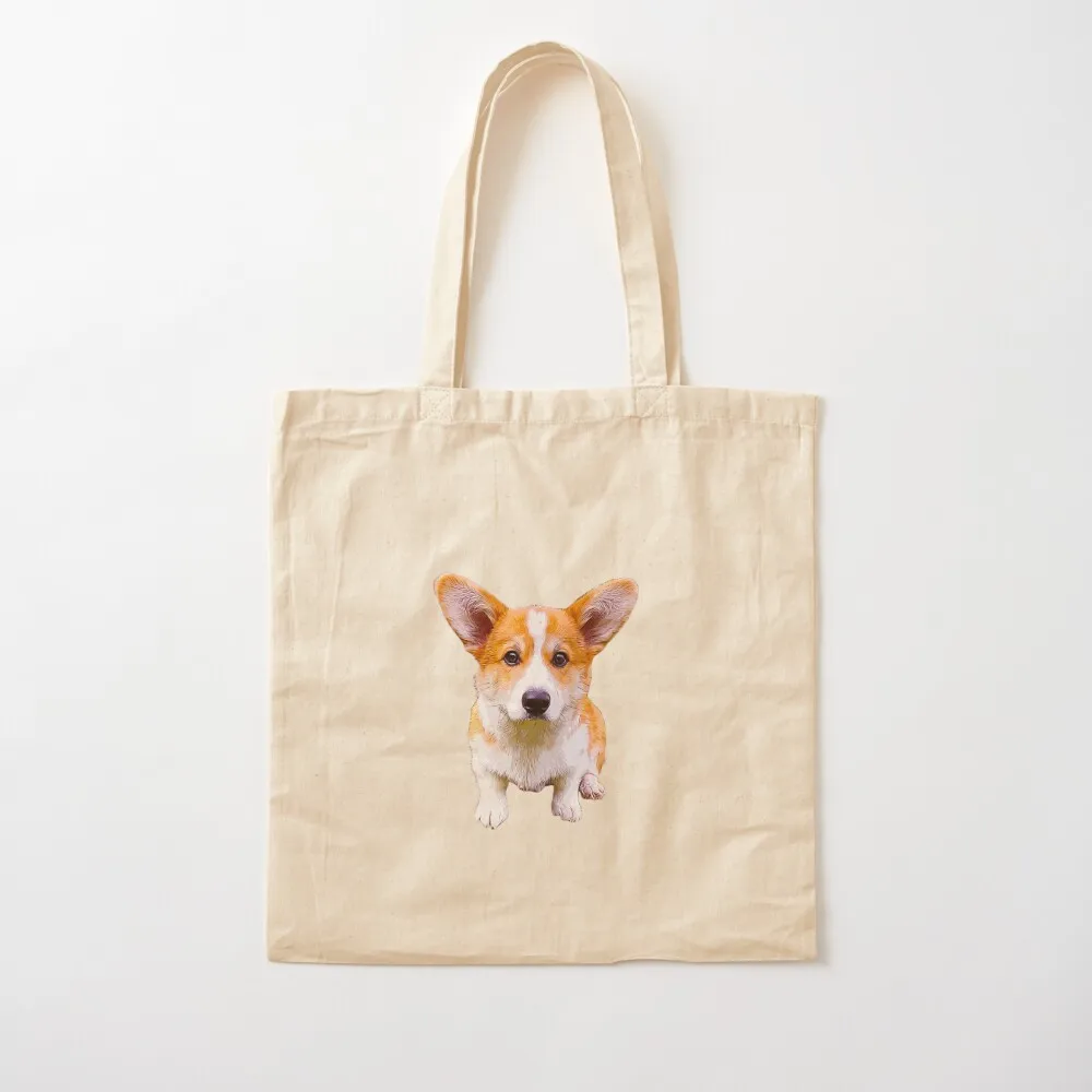 كورجي جرو يجلس الأحمر والأبيض بيمبروك الويلزية كورجي حمل حقيبة حقائب امرأة 2025 حقيبة تسوق قابلة لإعادة الاستخدام حمل حقيبة