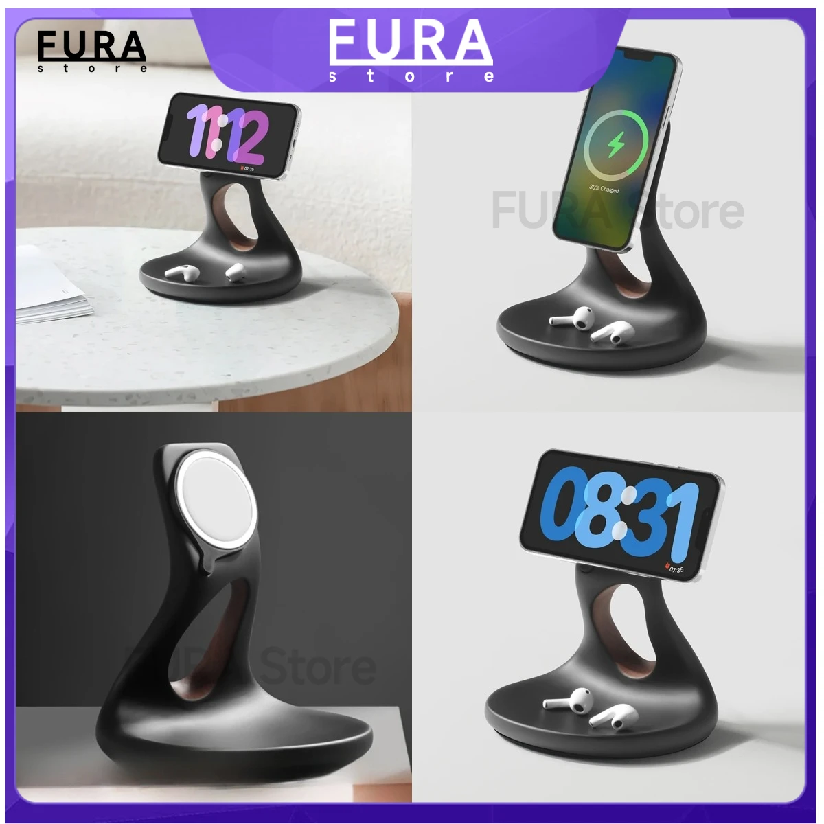 

2025 MagSafe Phone Holder for iPhone 14/15/16, Art Desktop Phone Holder with Strong Magnet & Finger Grip Suppor