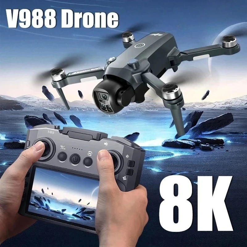 Original V988 GPS Drone 8K Professional HD Dual Camera With Screen RC Brushless Motor Quadcopter Foldable Aerial Photography toy