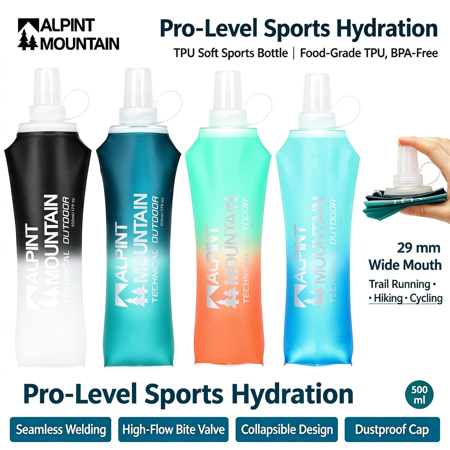Hydration Vest - 500ml Zachte Fles TPU Hardloopfles Opvouwbaar