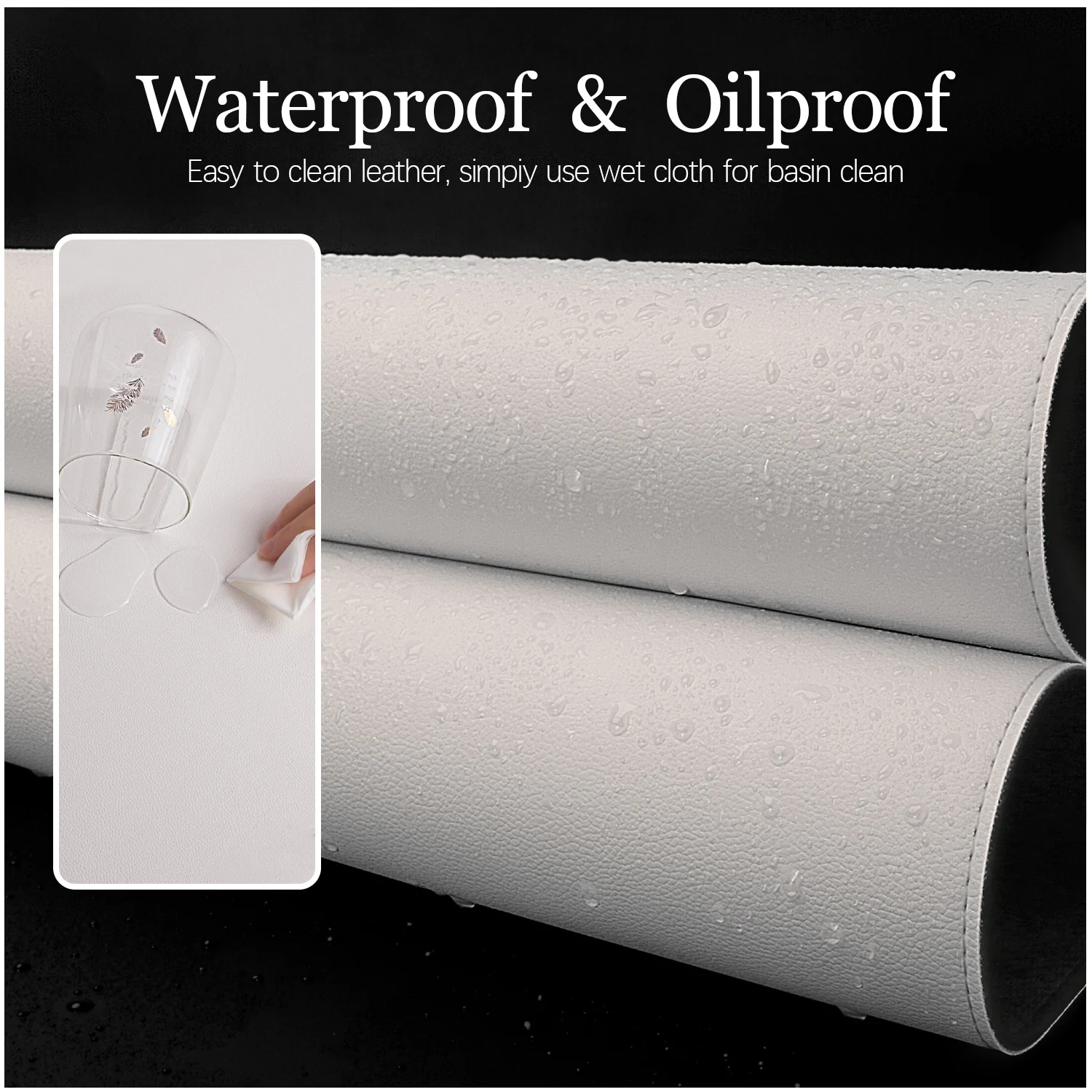 Large Mouse Pad, Desk Mat Leather Office Desk Pad Keyboard Mat with Stitched Edges, with Non-Slip Waterproof Rubber Base