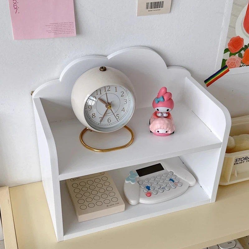Picture 4: Wooden Double-layer Storage Rack Storing Organizing Placing Small Statues Cosmetics Bedroom Desktop Decorative Display Rack