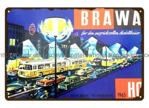 1965 BRAWA Model Train railroad railway hobby toy metal tin sign commemorative p