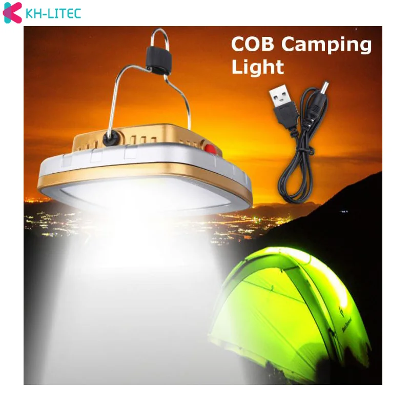 COB Solar Lanterns LED Tent Camping Lamp USB Flashlight Rechargeable Battery Tent Light for Outdoor Hiking Garden