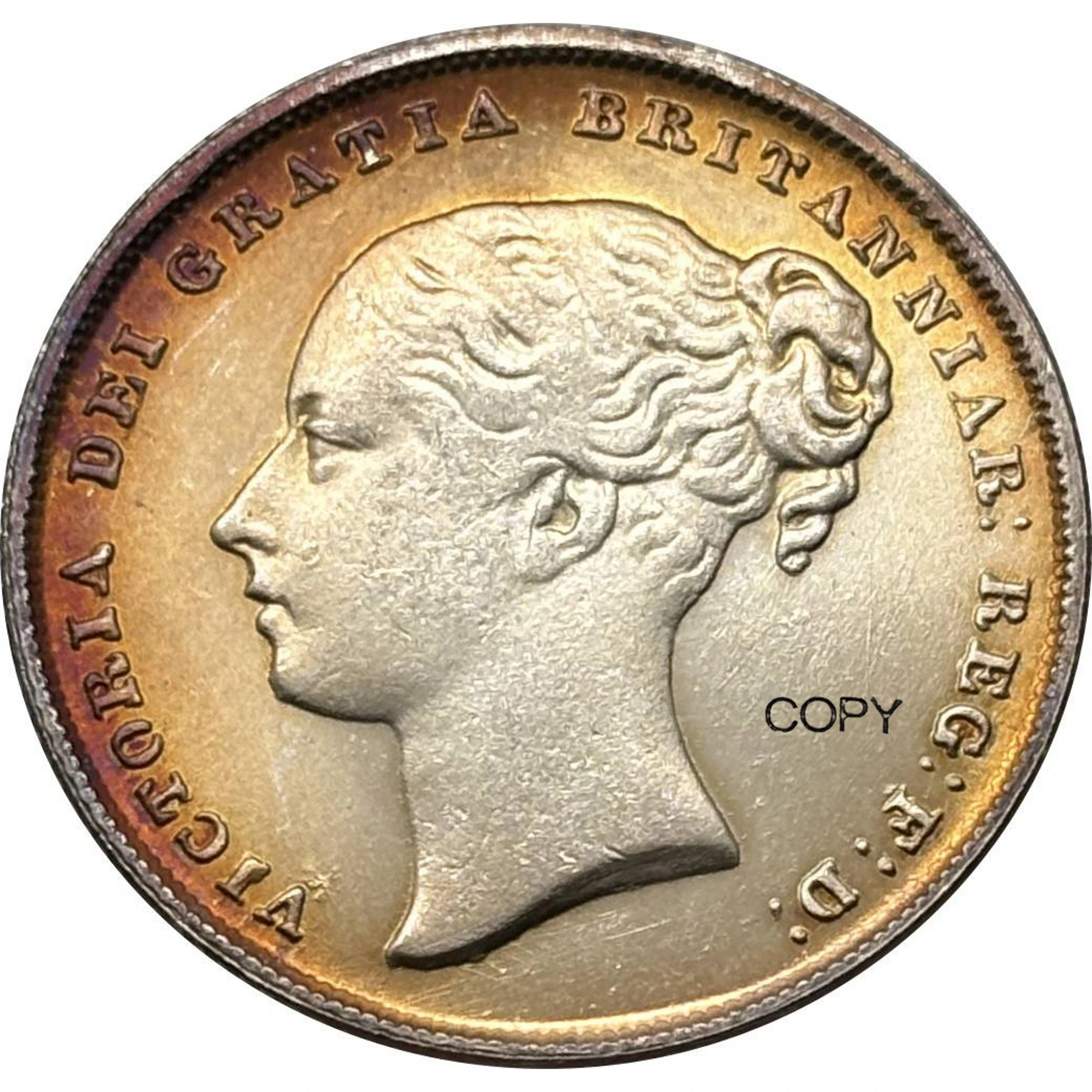 المملكة المتحدة 1838 - 1883 14 قطعة بيع 1 قطعة شيلينغ فيكتوريا البريطانية الفضة مطلي نسخة عملة Ww2 Moneda عملات قابلة للجمع #4