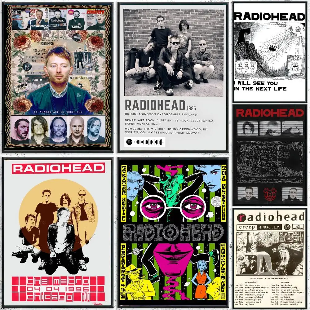 Art Rock Band R-Radiohead Music Poster Perfect Sticker Self Adhesive for Office Home Theater Wall Art Decor Fancy Gift