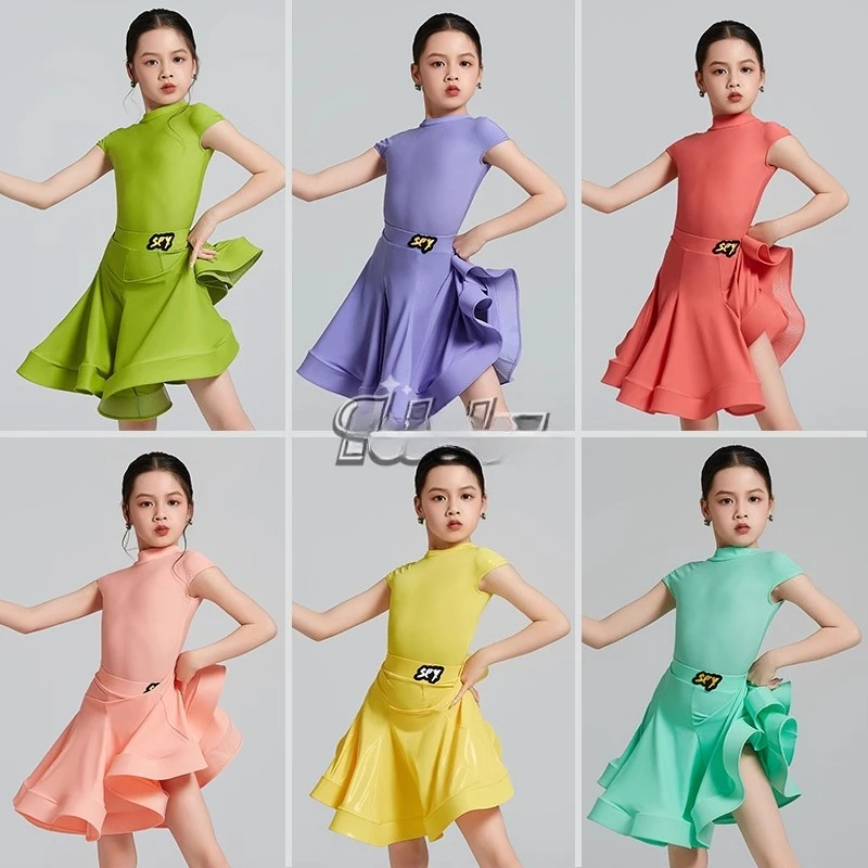 Nuevos estilos populares de uniformes de competición profesionales para niños, uniformes de actuación en escenario para niñas, disfraz de actuación