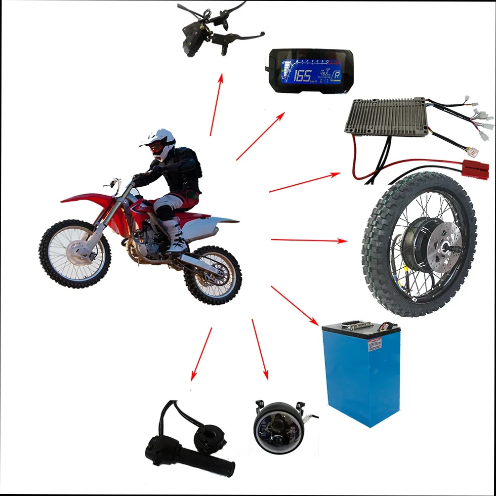 DIY motorcycle electrical system QS205 72V electric motorcycle kit with motor battery and controller