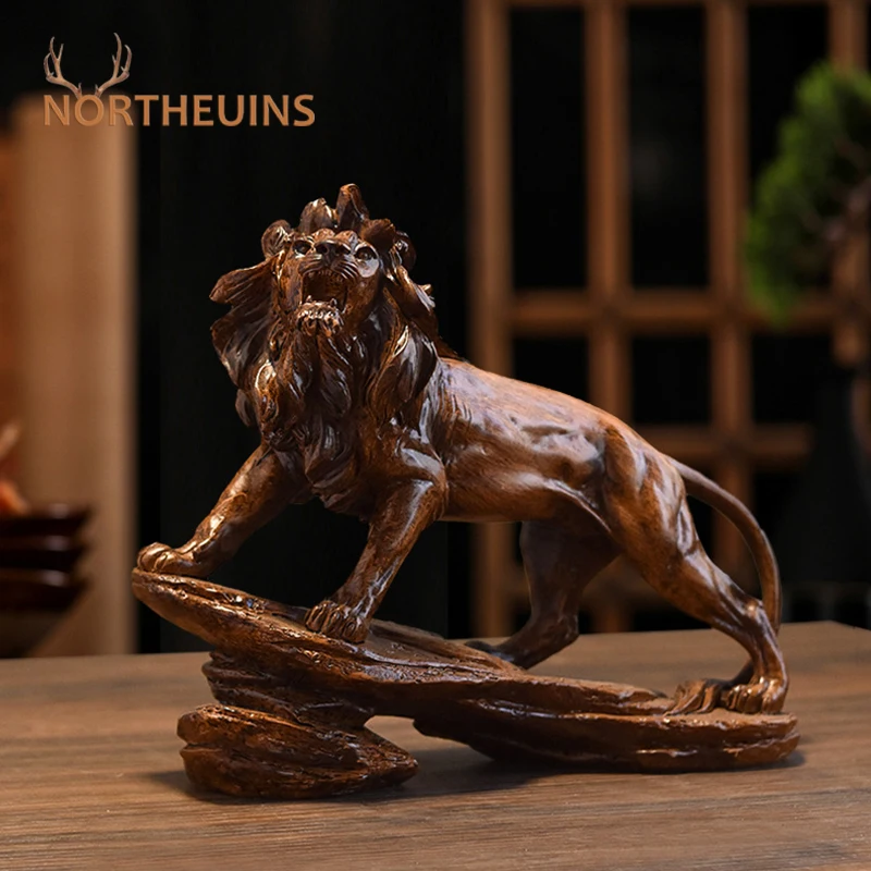 NORTHEUINS European Lion Leopard Decor Animal Resin Handicraft Ornaments Feng Shui Decoration Living Room Bedroon Objects Items