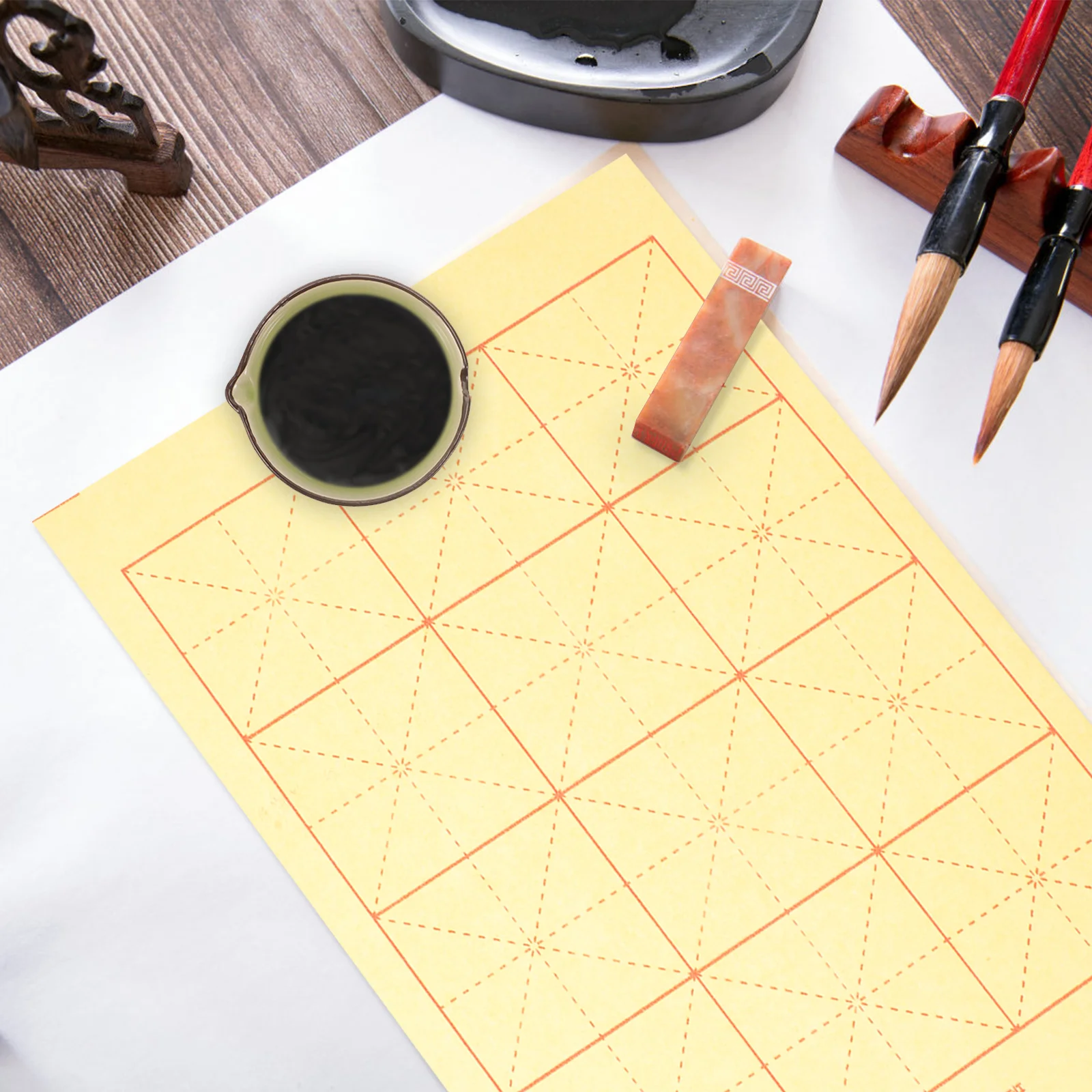 

Ceramic Calligraphy Ink Dish Large Capacity Retro Style Brush Holder Desktop Ink Plate Paint Brush Washing Dish Calligraphy